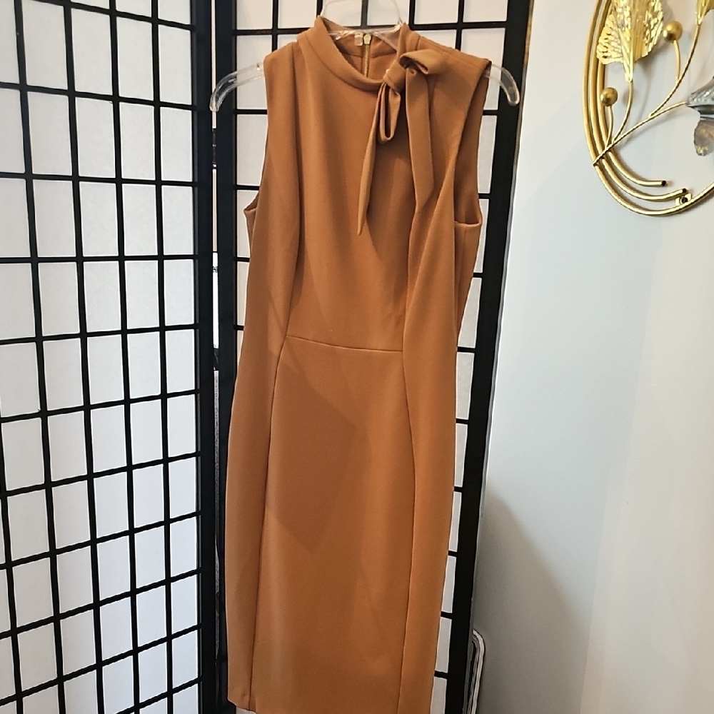 Calvin Klein Brown Sleeveless Halter Midi Dress - Picture 3 of 4